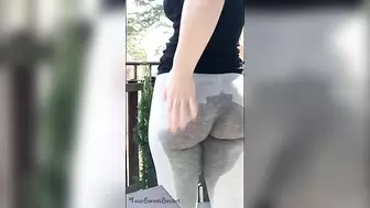 Girl Pissing Leggins on Balcony (neibourghs Watching) FIRST TIME ON VIDEO!