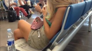 Voyeur at the Airport. Lovely Tits with no Bra.