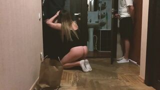 Delivery Man Cum inside me while my Husband Watching - LuvGaru