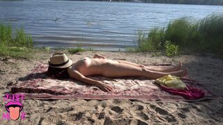 Crazy Exhibitionist Redhead on Public Beach got Naked, 4K