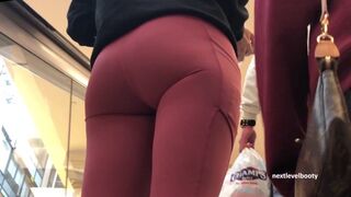 Pink Leggings Teen on Escalator