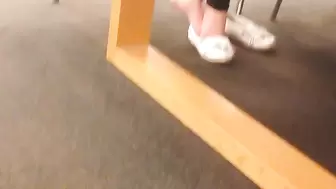 Candid Asian Library Feet Airing Toe Wiggle