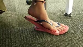 Candid Asian in Pink Flip Flops
