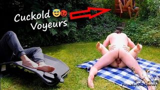 Public Park Ex-Wife Sharing - Cuck-Old Fun with Masturbating Voyeurs